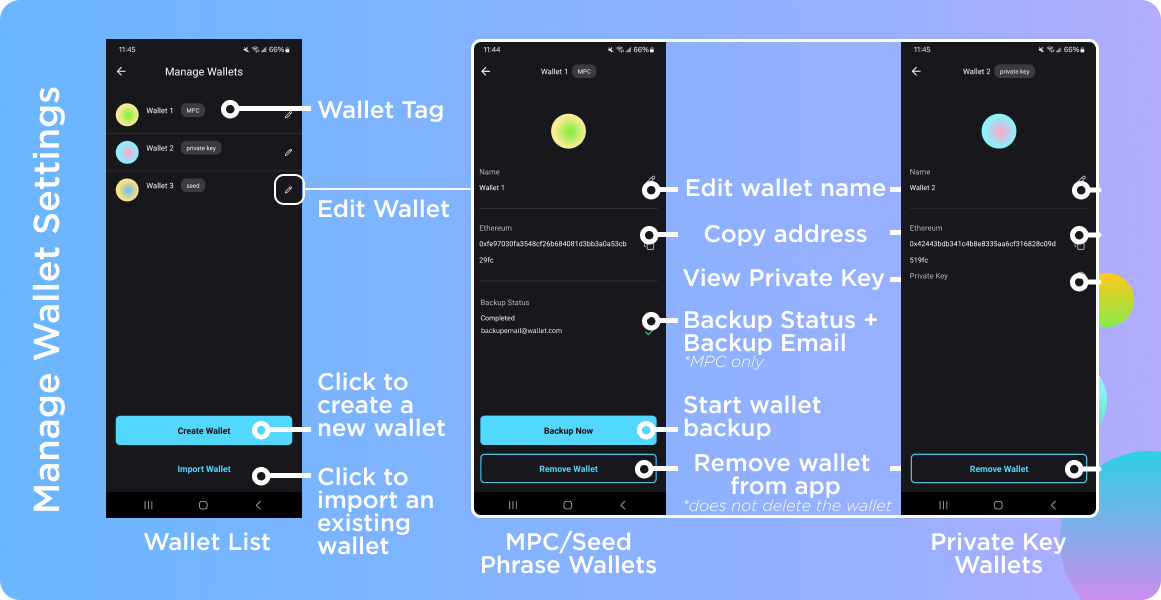 Managing your wallets